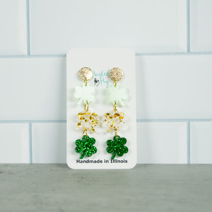 Dangly St Patrick's Day Shamrock Earrings for Women