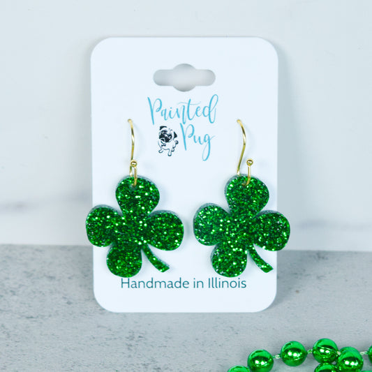 St Patrick's Day Earrings Shamrock Dangle Earrings