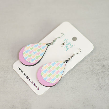 Easter Bunny Marshmallow Shape Teardrop Dangle Earrings