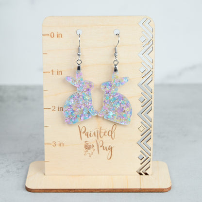 Easter Earrings for Women Purple Glitter Acrylic