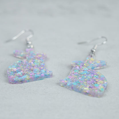 Easter Earrings for Women Purple Glitter Acrylic