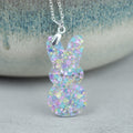 Easter Bunny  Necklace, Purple Glitter Acrylic Bunny