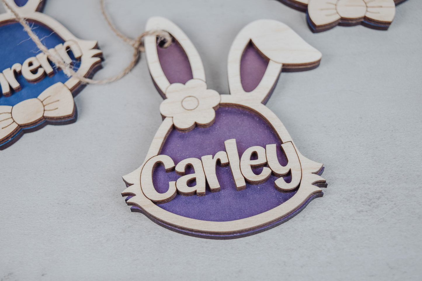 Personalized Easter Bunny Basket Tag – Wooden Bunny Name Tag