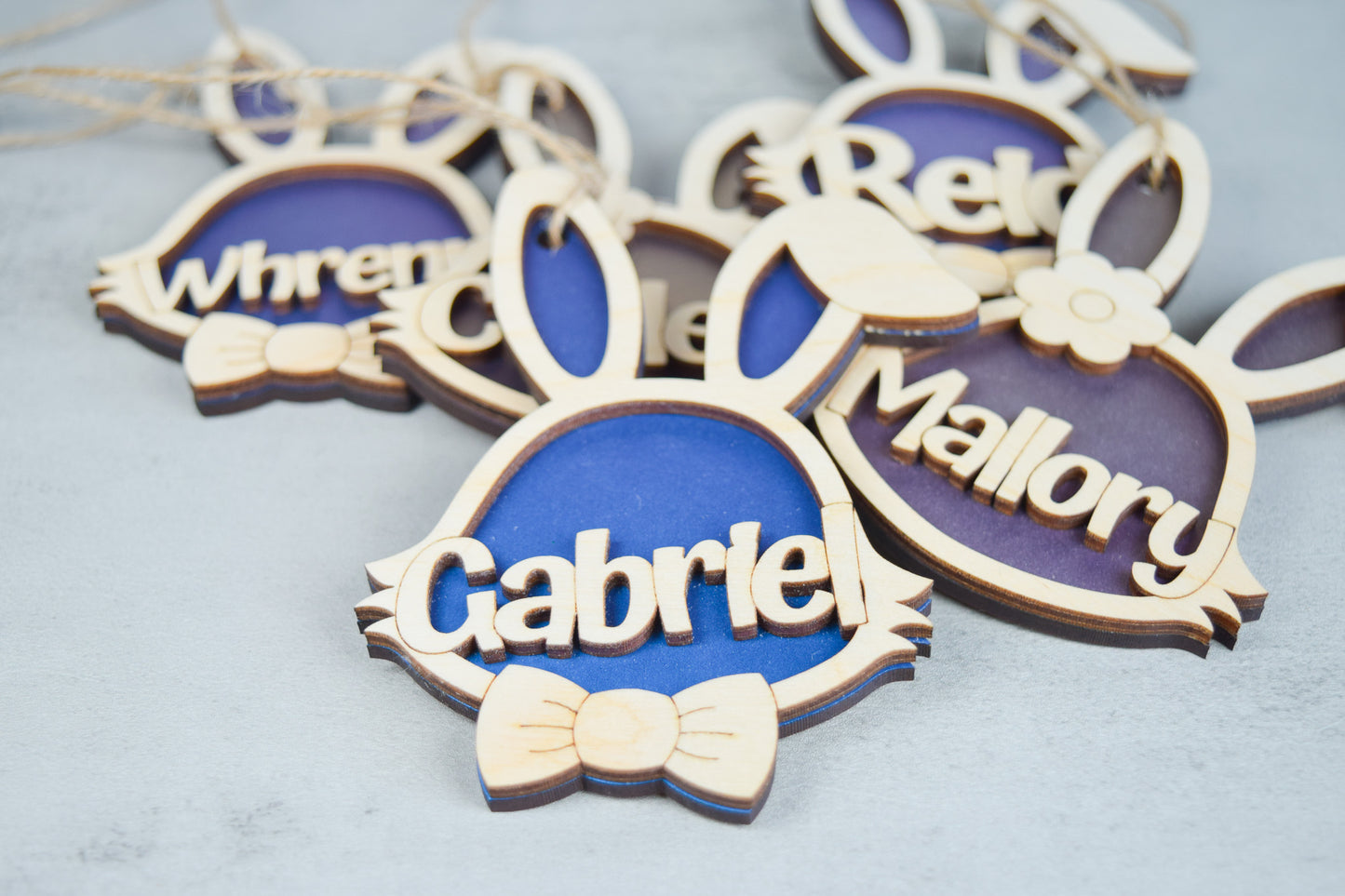 Personalized Easter Bunny Basket Tag – Wooden Bunny Name Tag