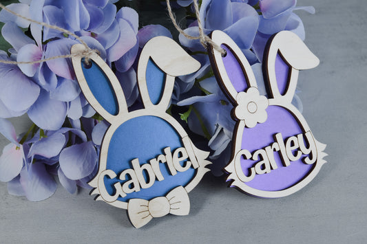 Personalized Easter Bunny Basket Tag – Wooden Bunny Name Tag