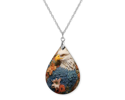 Eagle Patriotic Teardrop Shape Necklace