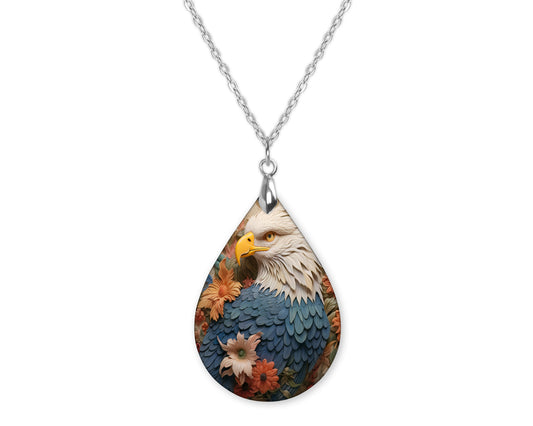 Eagle Patriotic Teardrop Shape Necklace