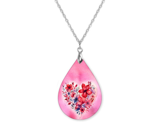 Floral Heart Teardrop Shape Necklace
