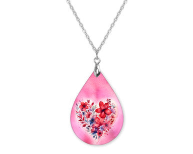 Floral Heart Teardrop Shape Necklace