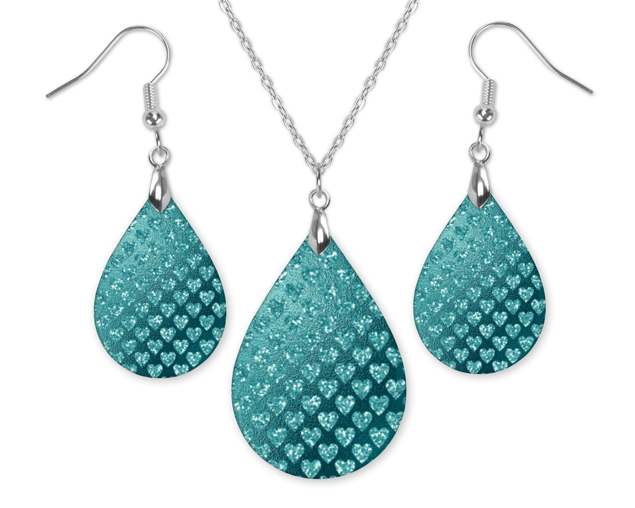 Valentine's Day Teal Heart Earrings