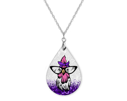 Chicken Lover Teardrop Shape Necklace