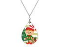Elf Boy Christmas Teardrop Shape Necklace