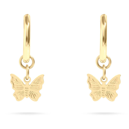 Butterfly Huggie Hoop Earrings – 18K Gold or Silver Stainless Steel