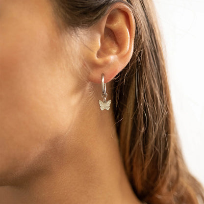 Butterfly Huggie Hoop Earrings – 18K Gold or Silver Stainless Steel