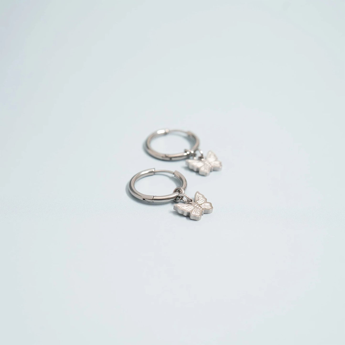 Butterfly Huggie Hoop Earrings – 18K Gold or Silver Stainless Steel