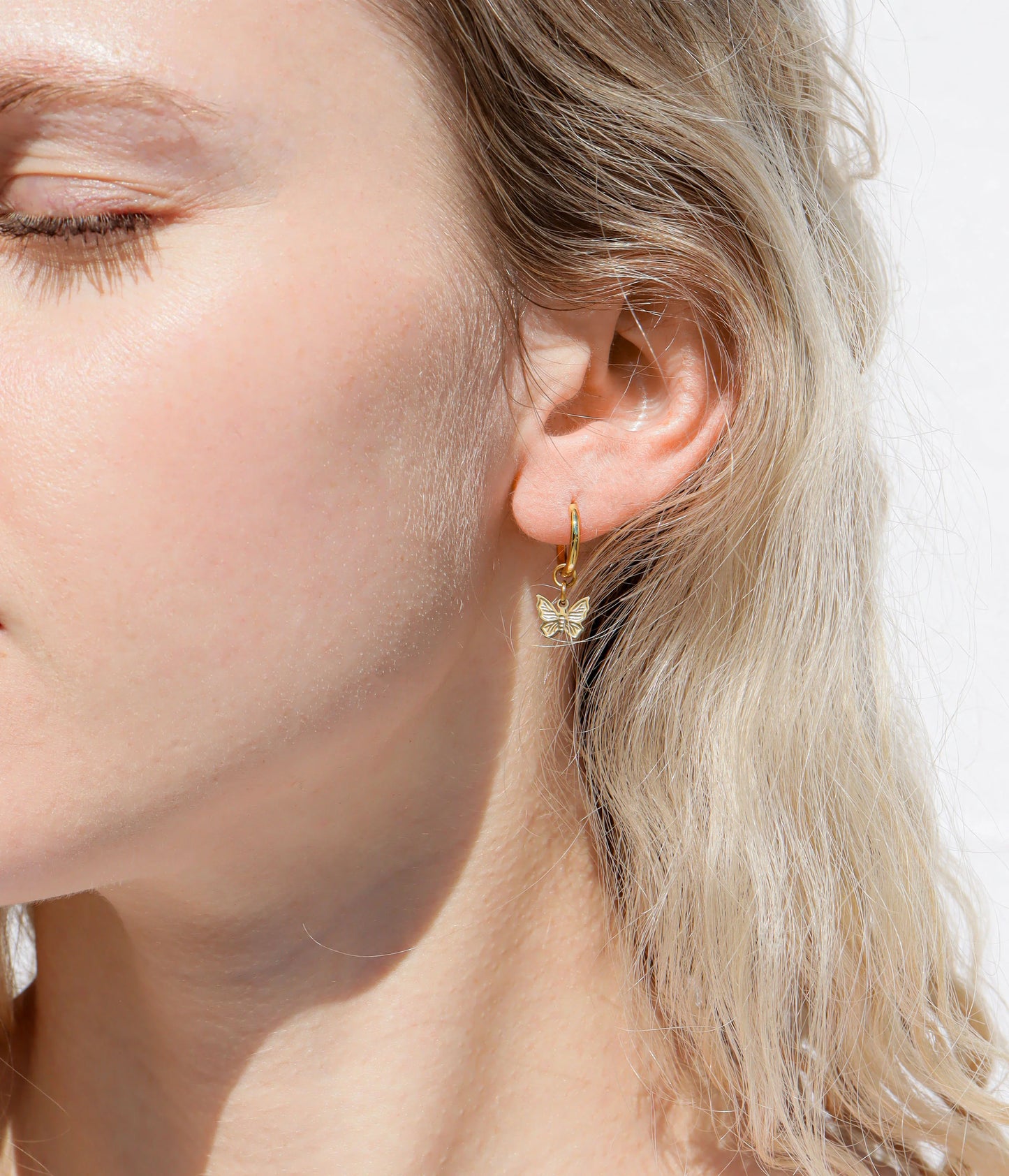 Butterfly Huggie Hoop Earrings – 18K Gold or Silver Stainless Steel