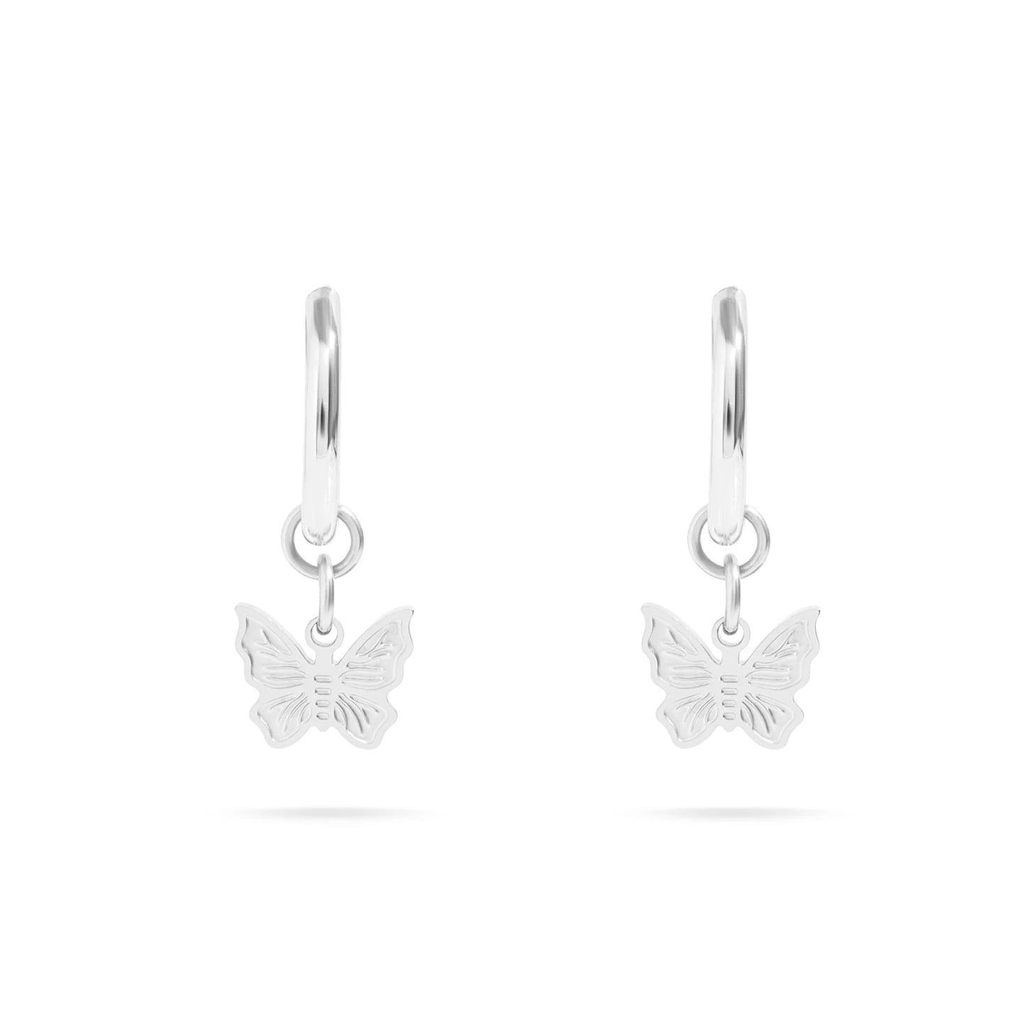 Butterfly Huggie Hoop Earrings – 18K Gold or Silver Stainless Steel