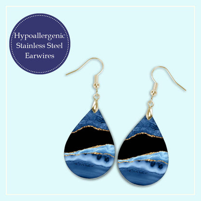 Blue and Gold Teardrop Earrings – The Original Viral Pair, Handmade in the USA