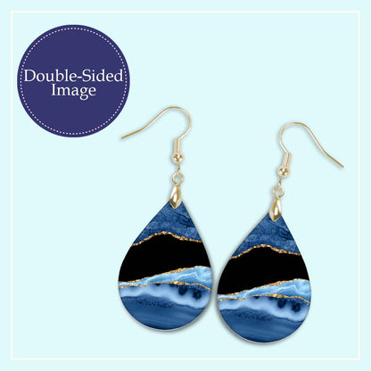 Blue and Gold Teardrop Earrings – The Original Viral Pair, Handmade in the USA