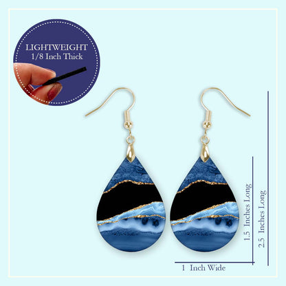 Blue and Gold Teardrop Earrings – The Original Viral Pair, Handmade in the USA