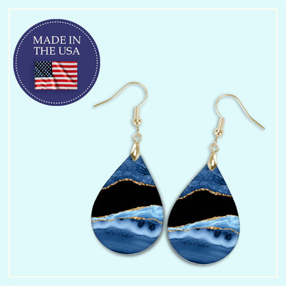 Blue and Gold Teardrop Earrings – The Original Viral Pair, Handmade in the USA