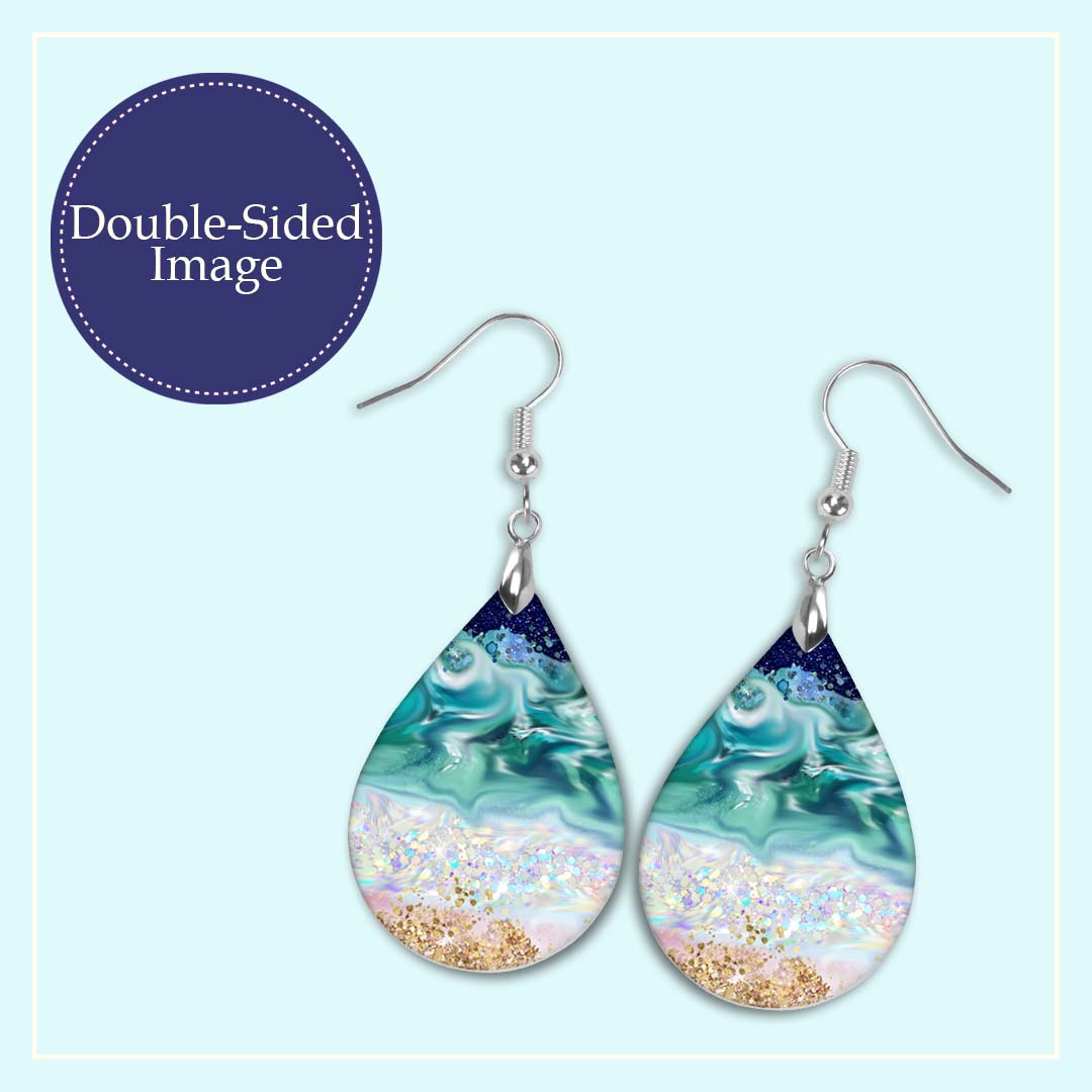 Beach Teardrop Earrings – Handmade Ocean Wave Earrings in Two Sizes