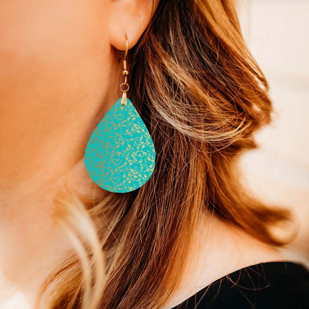 Turquoise Gold Filigree Teardrop Earrings – Turquoise and Gold Dangle Earrings