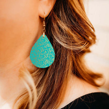Turquoise Gold Filigree Teardrop Earrings – Turquoise and Gold Dangle Earrings