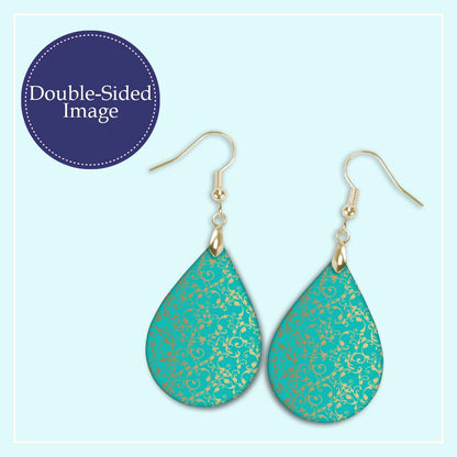 Turquoise Gold Filigree Teardrop Earrings – Turquoise and Gold Dangle Earrings