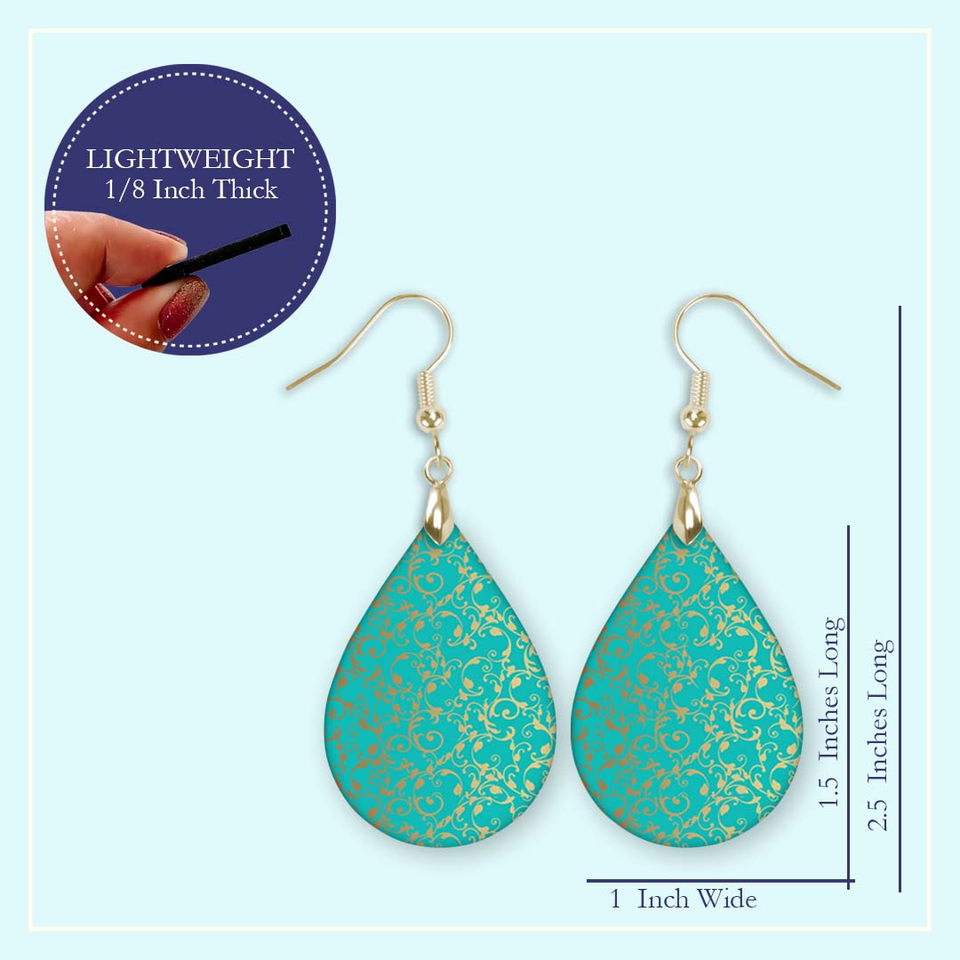 Turquoise Gold Filigree Teardrop Earrings – Turquoise and Gold Dangle Earrings