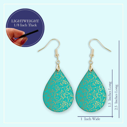 Turquoise Gold Filigree Teardrop Earrings – Turquoise and Gold Dangle Earrings