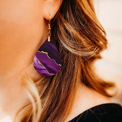 Magenta & Gold Teardrop Earrings – Handmade Statement Earrings in Two Sizes