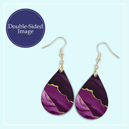 Magenta & Gold Teardrop Earrings – Handmade Statement Earrings in Two Sizes