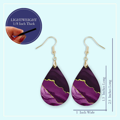 Magenta & Gold Teardrop Earrings – Handmade Statement Earrings in Two Sizes