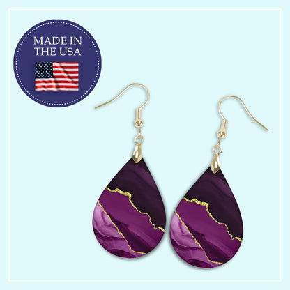 Magenta & Gold Teardrop Earrings – Handmade Statement Earrings in Two Sizes