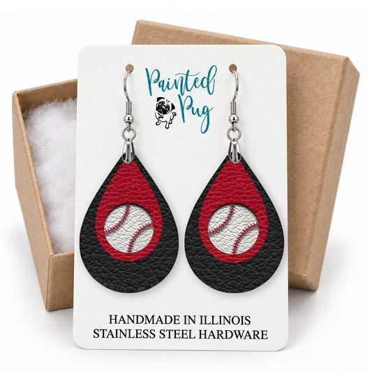 Baseball Teardrop Earrings gift box