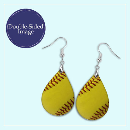 Softball Teardrop Earrings – Handmade Gameday Jewelry