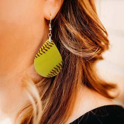 Softball Teardrop Earrings – Handmade Gameday Jewelry