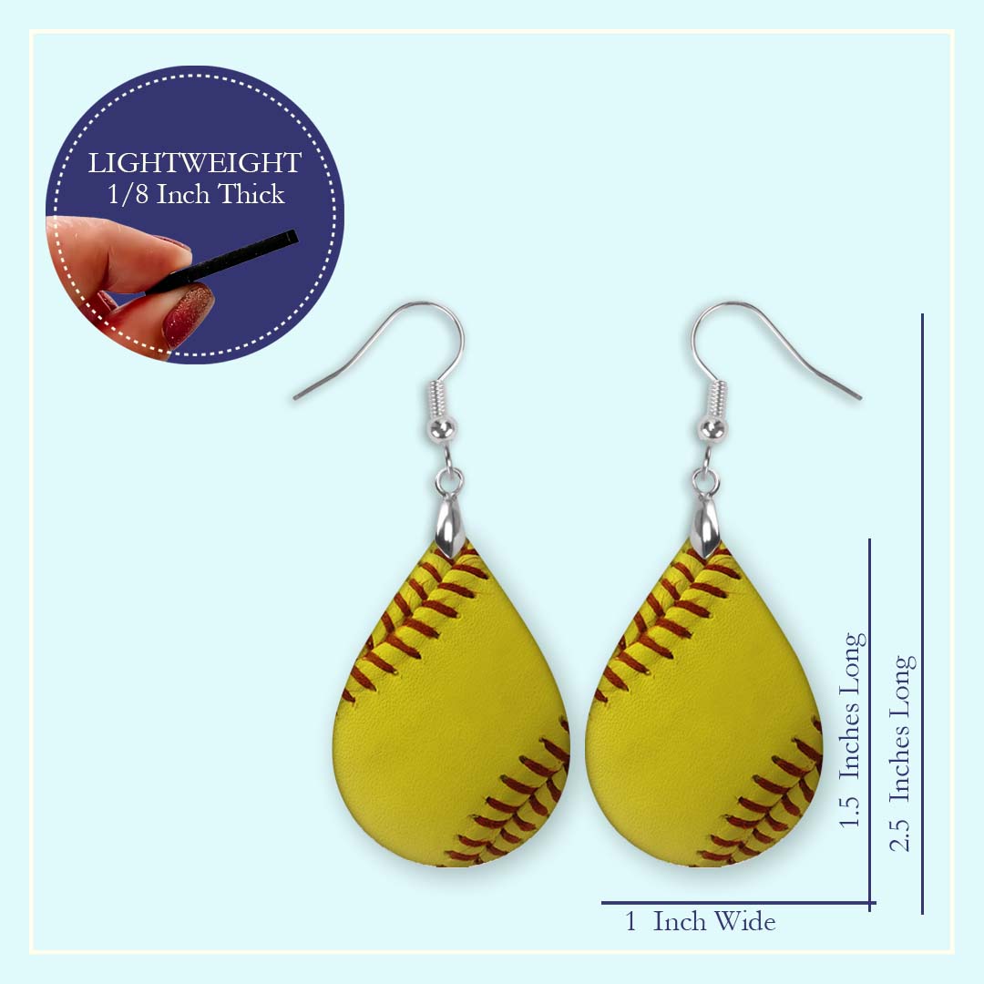 Softball Teardrop Earrings – Handmade Gameday Jewelry