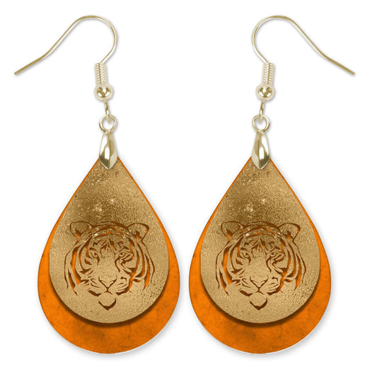 Tiger Orange and Gold Teardrop Earrings – Gameday Statement Jewelry