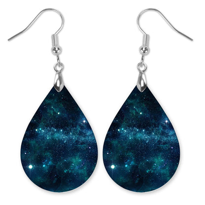 Blue Galaxy Teardrop Earrings – Handmade Cosmic Earrings in Two Sizes