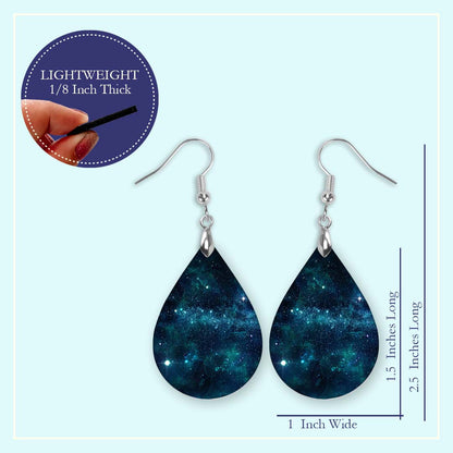 Blue Galaxy Teardrop Earrings – Handmade Cosmic Earrings in Two Sizes