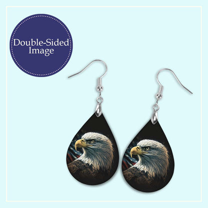 Bald Eagle Patriotic Teardrop Earrings – USA Statement Jewelry