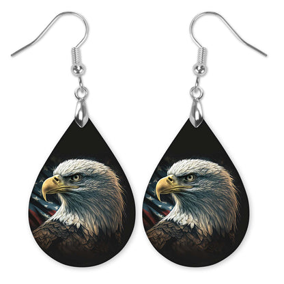 Bald Eagle Patriotic Teardrop Earrings – USA Statement Jewelry