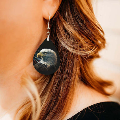 Bald Eagle Patriotic Teardrop Earrings – USA Statement Jewelry
