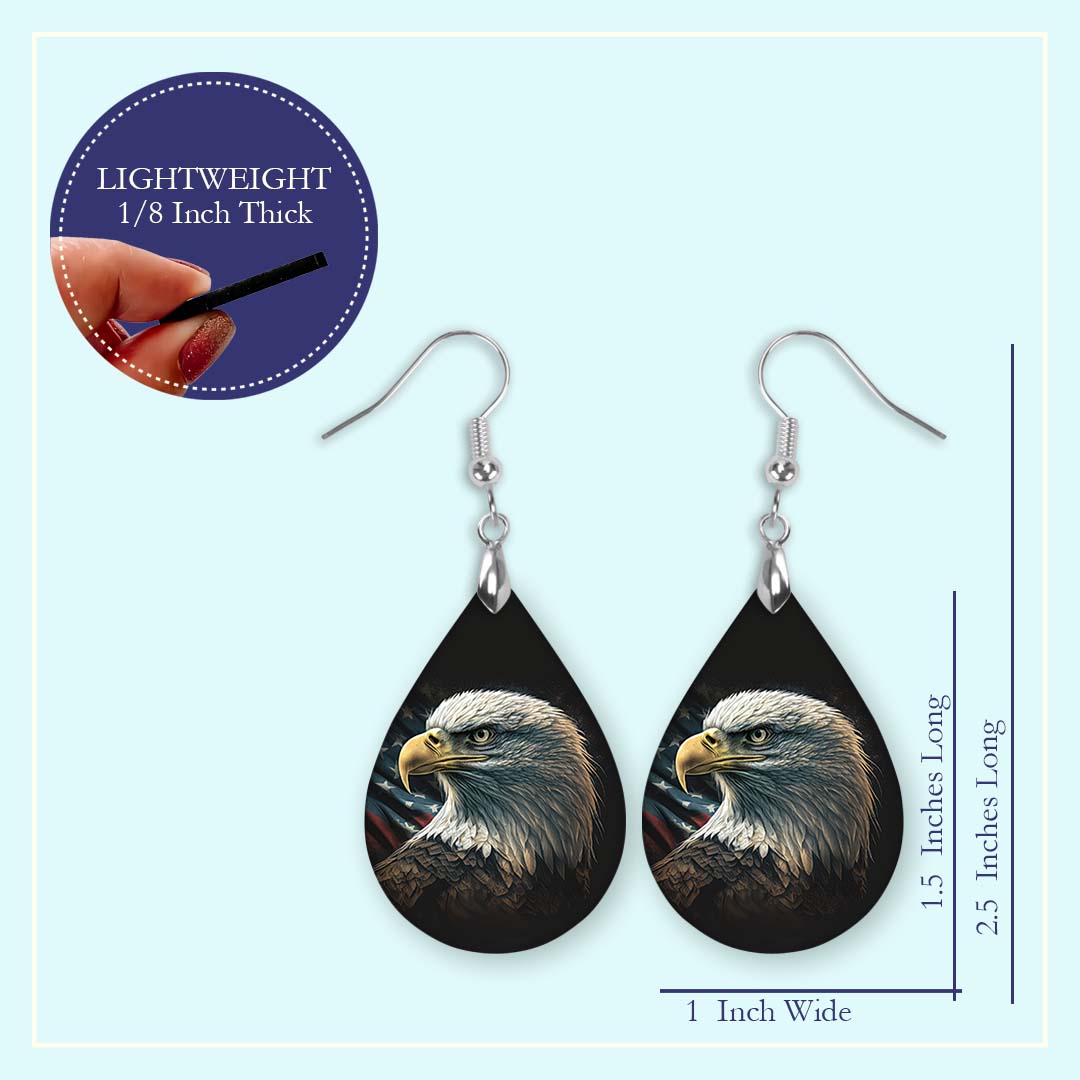 Bald Eagle Patriotic Teardrop Earrings – USA Statement Jewelry