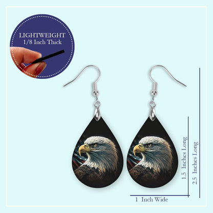 Bald Eagle Patriotic Teardrop Earrings – USA Statement Jewelry