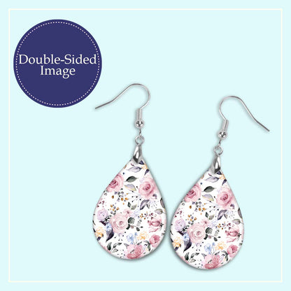 Pink Floral Teardrop Earrings – Romantic Lightweight Handmade Dangles