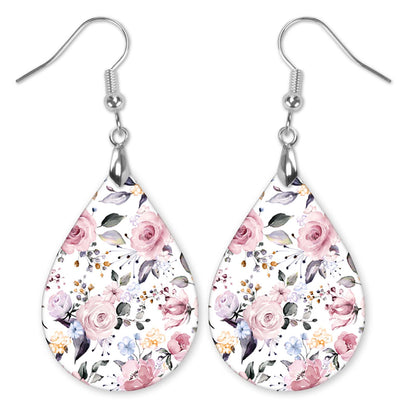 Pink Floral Teardrop Earrings – Romantic Lightweight Handmade Dangles