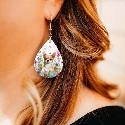 Chihuahua Earrings – Floral Garden Teardrop Dog Earrings